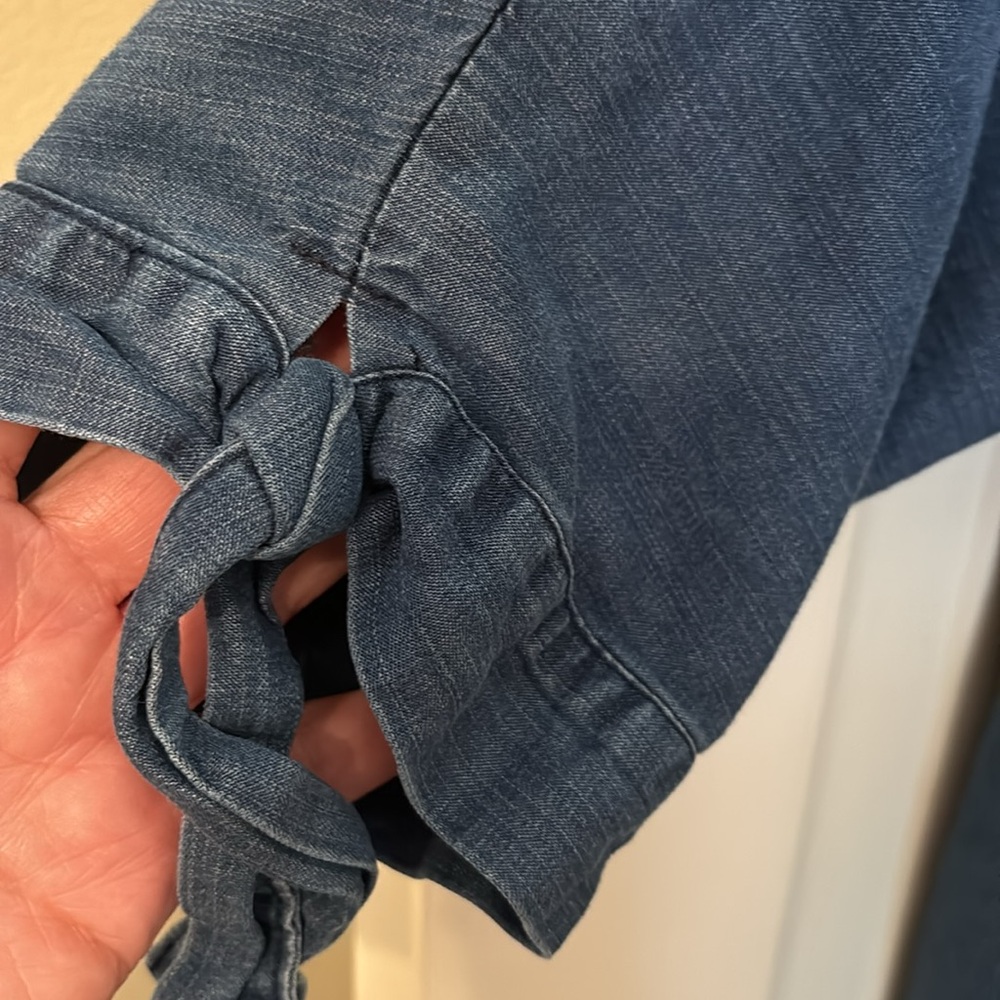 Soft Surroundings denim split sleeve top - Picture 3 of 5